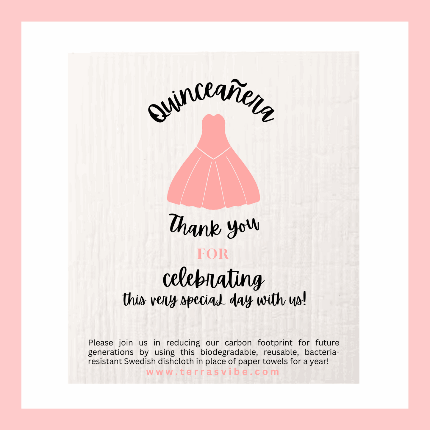 QUINCEANERA FAVOUR ~ Swedish Dishcloth