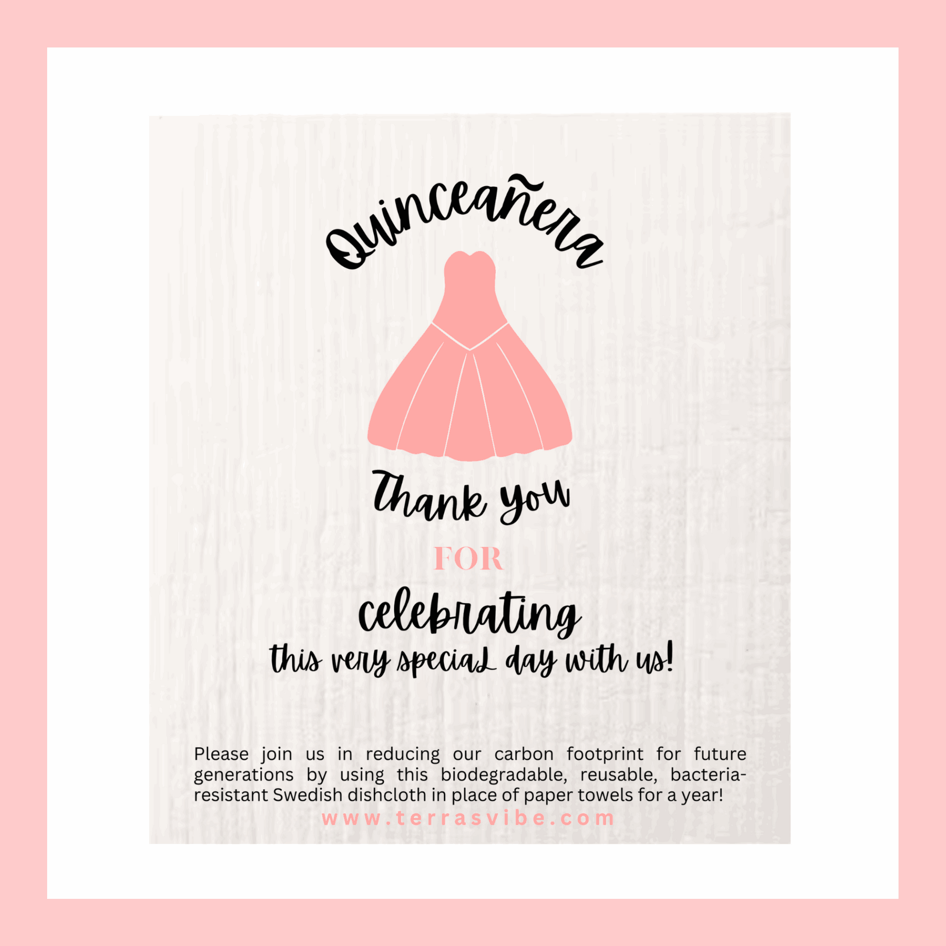 QUINCEANERA FAVOUR ~ Swedish Dishcloth