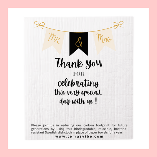 WEDDING FAVOR ~ Swedish Dishcloth [pink, black or gold]