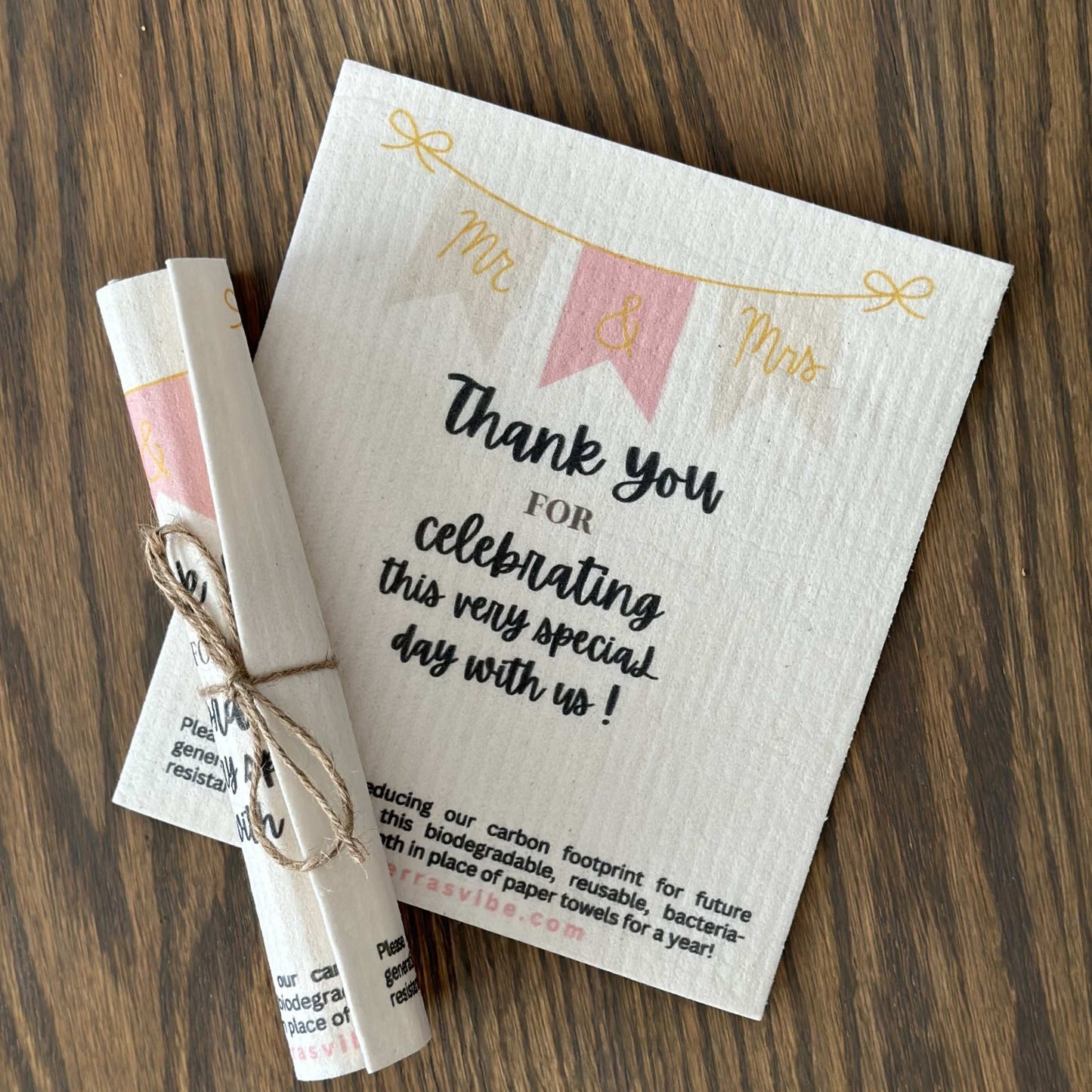 WEDDING FAVOUR ~ Swedish Dishcloth [pink, black or gold]