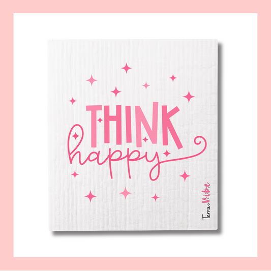 THINK HAPPY ~ Swedish Dishcloth Set of 5